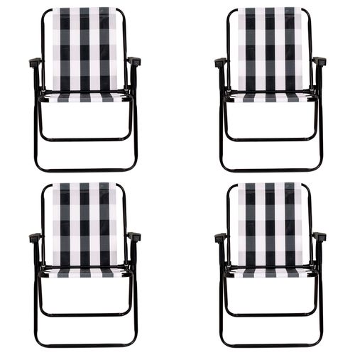 Conjunto Com 04 Cadeiras De Praia Alta De Aço Mor Retrô Preto - 2583