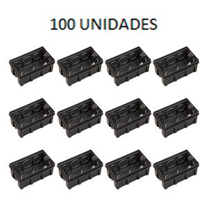 Kit Com 100 Caixas De Embutir Bet Plásticos 4x2 Preta - Cx42102