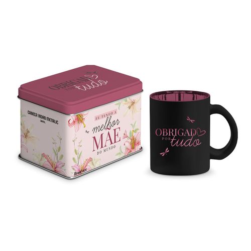 Caneca de Vidro Metalic 300ml Melhor Mãe Brasfoot 14469