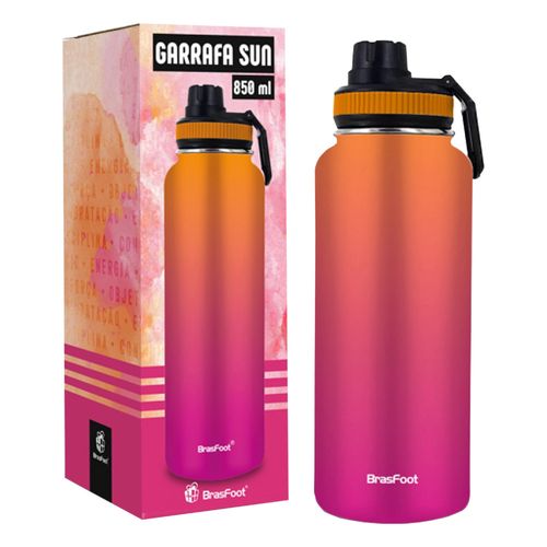 Garrafa Térmica Sun 850ml Degradê Rosa Brasfoot 14047