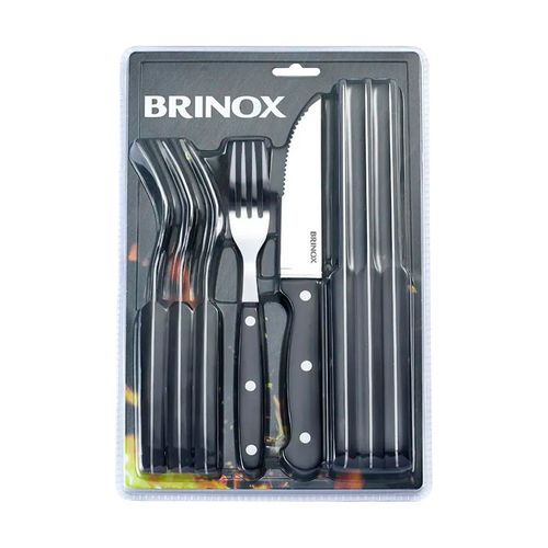 Faqueiro Jumbo 8 Peças para Churrasco Preto Brinox 2554/308