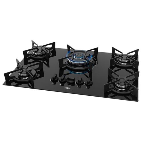 Fogão Cooktop Fischer 5 Bocas TC Fit Line Trempe Iron PR