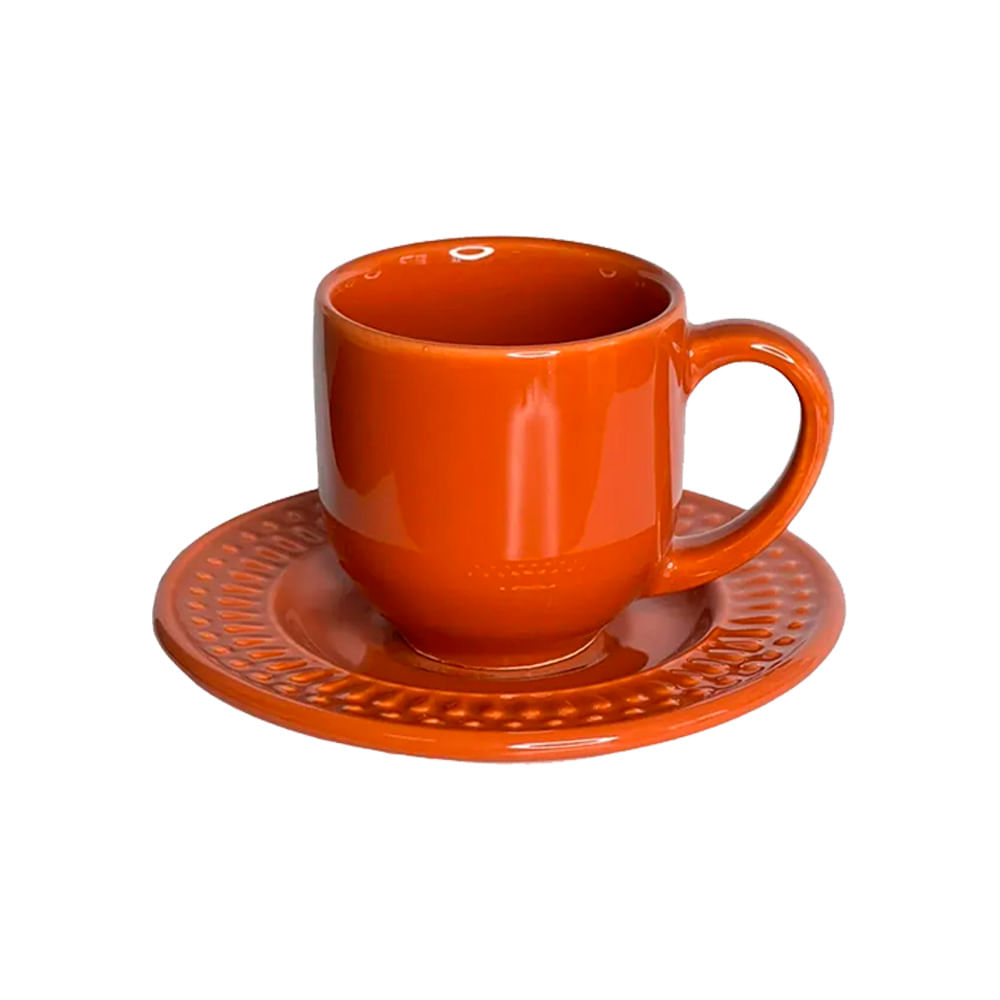 Xícara de Café com Pires Porto Brasil Atenas Cantaloupe 72ml