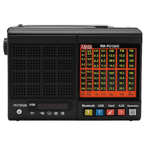 Rádio Portátil Motobrás 7 Faixas, FM/OM + 5OC, USB, Cartão SD e Bluetooth - Preto