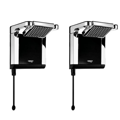 Kit 2 Duchas Lorenzetti Acqua Star Ultra Preto/Cromado 7800W 220V