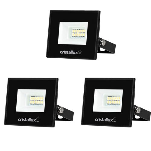 Kit 3 Refletores LED Cristallux 10W 6500K Bivolt