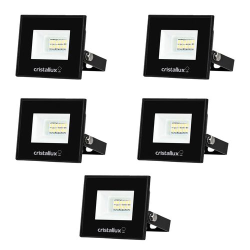 Kit 5 Refletores LED Cristallux 10W 6500K Bivolt