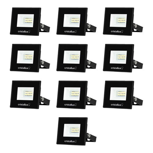 Kit 10 Refletores LED Cristallux 10W 6500K Bivolt