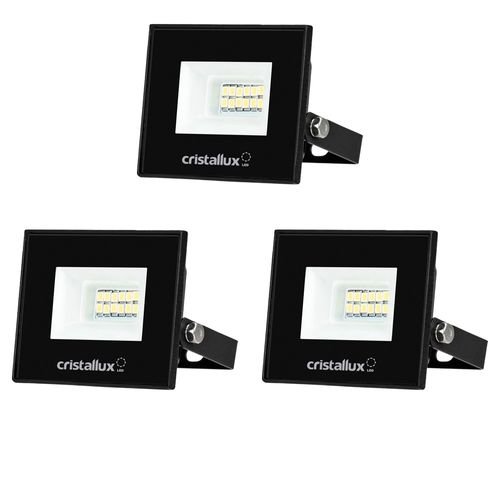 Kit 3 Refletores LED Cristallux 10W Verde Bivolt