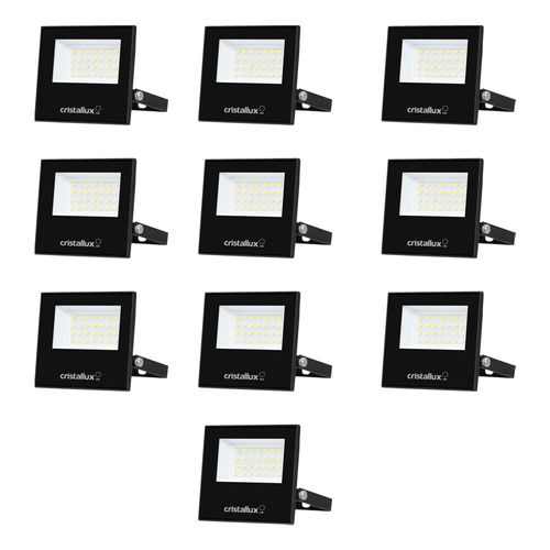 Kit 10 Refletores LED Cristallux 50W 6500K Bivolt