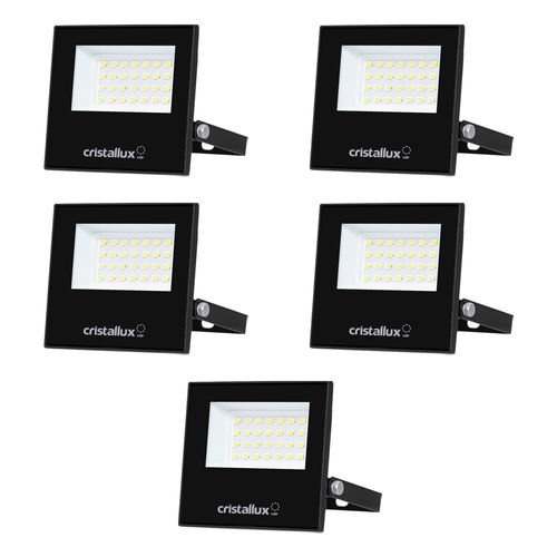 Kit 5 Refletores LED Cristallux 50W Verde Bivolt