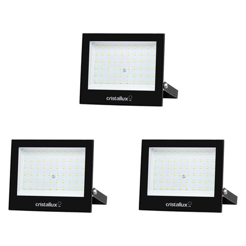 Kit 3 Refletores LED Cristallux 100W 6500K Bivolt