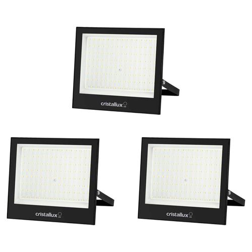Kit 3 Refletores LED Cristallux 200W 6500K Bivolt