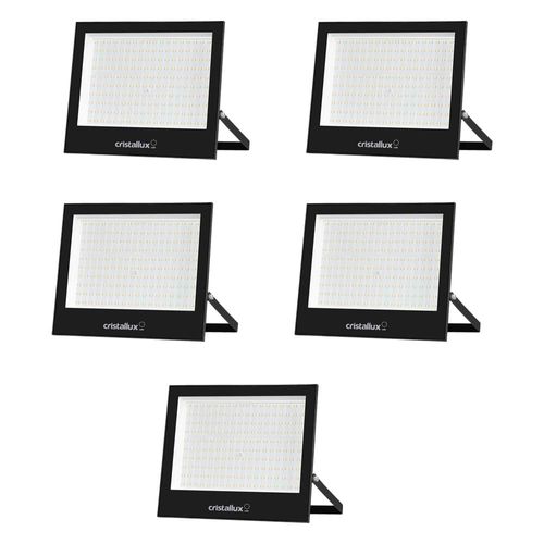 Kit 5 Refletores LED Cristallux 300W 6500K Bivolt