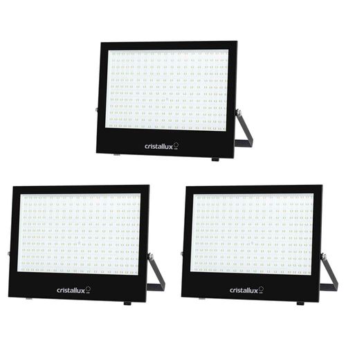 Kit 3 Refletores LED Cristallux 400W 6500K Bivolt