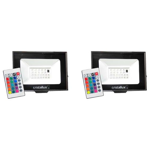 Kit 2 Refletores LED Cristallux 100W RGB Bivolt