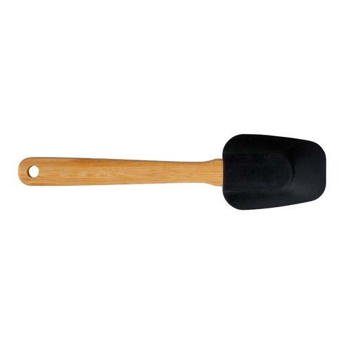 Espatula Oval Silicone Bamboo Preto Mor 8457