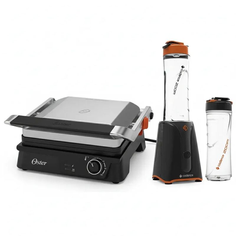 Kit Press Grill Ogrl610 Inox   Blender Bld70 Preto 220v 0