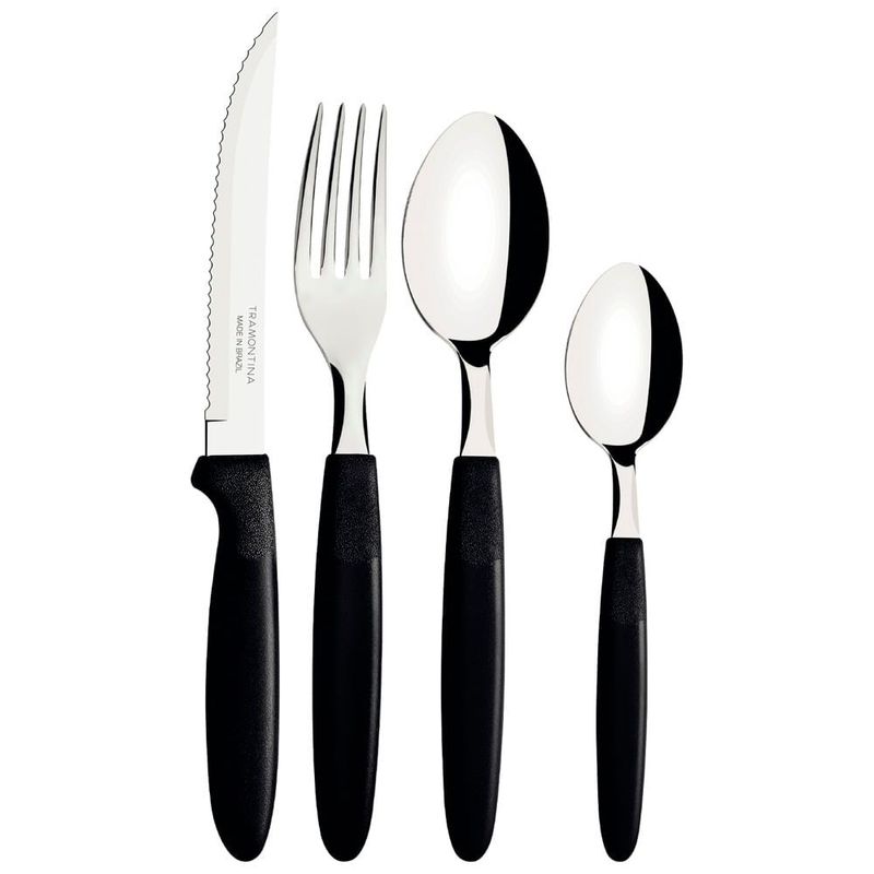 Faqueiro Tramontina Ipanema 24 Pe as  em A o Inox com Cabo Preto - 23399 091 1