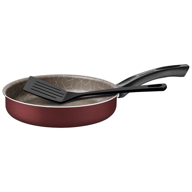 Frigideira Reta Tramontina Paris 20cm  1 4L  Alum nio  com Esp tula  Vermelho - 28504 720 0