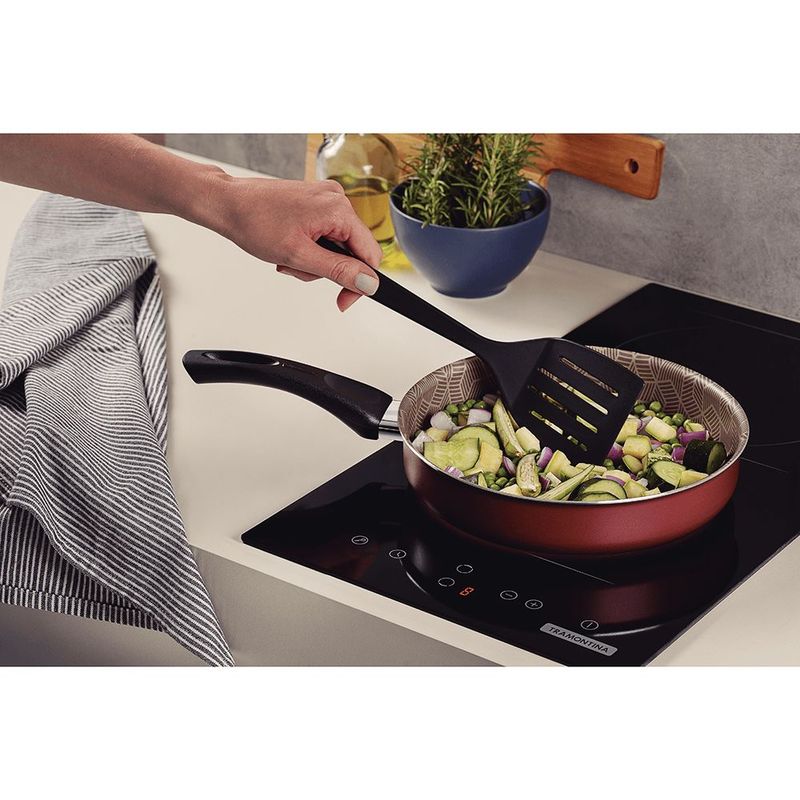 Frigideira Reta Tramontina Paris 20cm  1 4L  Alum nio  com Esp tula  Vermelho - 28504 720 1