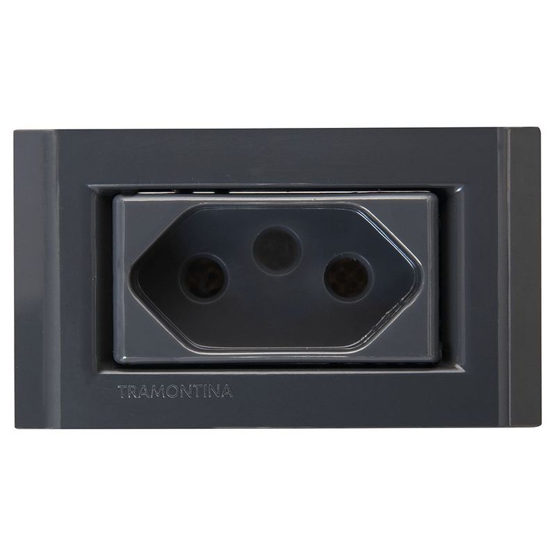 Conjunto para M vel Tramontina Liz com 1 Tomada 2 Pinos   Terra 10A 250V Grafite - 57170 141 0