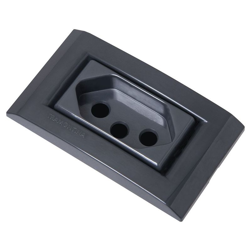 Conjunto para M vel Tramontina Liz com 1 Tomada 2 Pinos   Terra 10A 250V Grafite - 57170 141 1