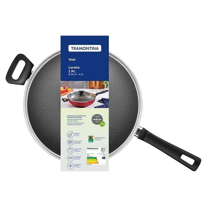 Wok Tramontina Loreto 28cm 3 3L Alum  Verm  - 20394 728 1