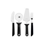 Conj  Pizza Tramontina 14 P s Inox Cabo Preto 1