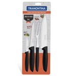 Conj  Facas Tramontina Plenus 4 P s Preto A o Inox 0