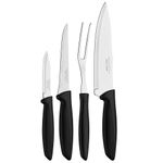 Conj  Facas Tramontina Plenus 4 P s Preto A o Inox 1