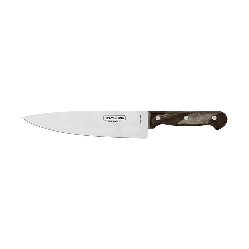 Faca Chef Tramontina 8  Inox Cabo Polywood Castanho 0