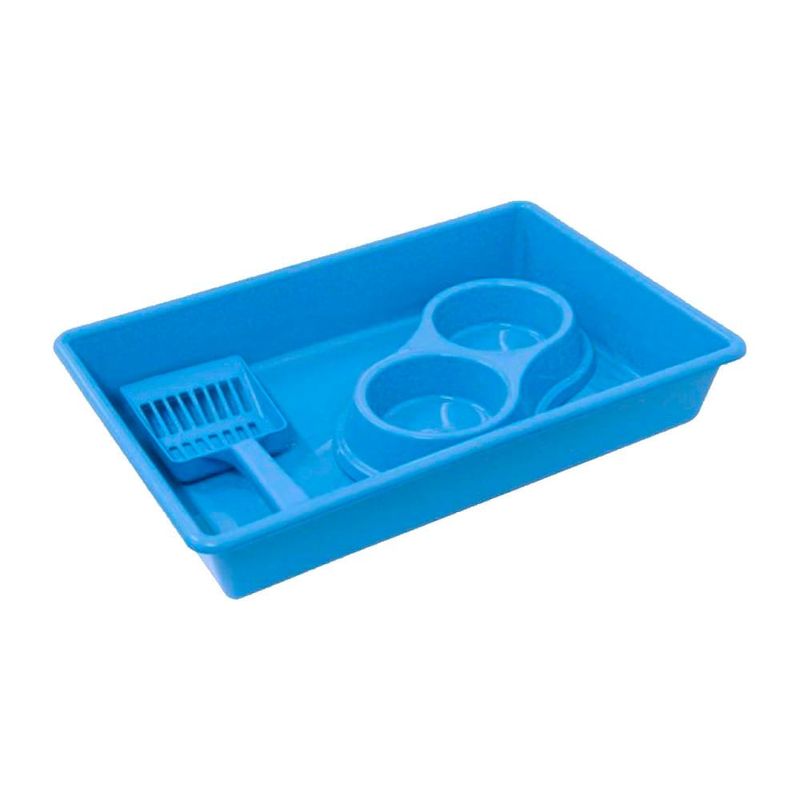 Kit Bandeja Higi nica Pet Mor c  P  Azul Poliprop  1