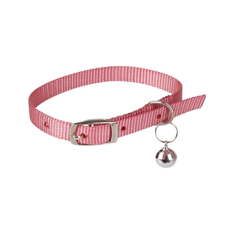 Coleira Pet Mor P Rosa Nylon c  Trava p  Gato 0