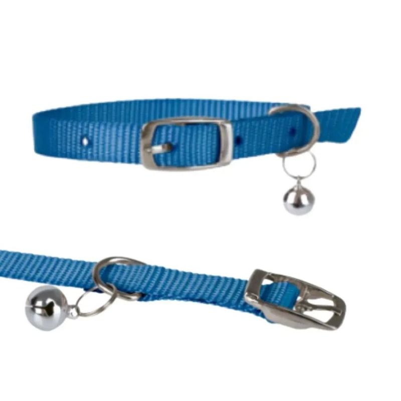 Coleira Pet Mor P Gato Azul Poli ster c  Trava 1