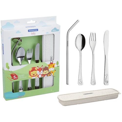 Conj Talheres Infantis Tramontina Inox 5 Pçs