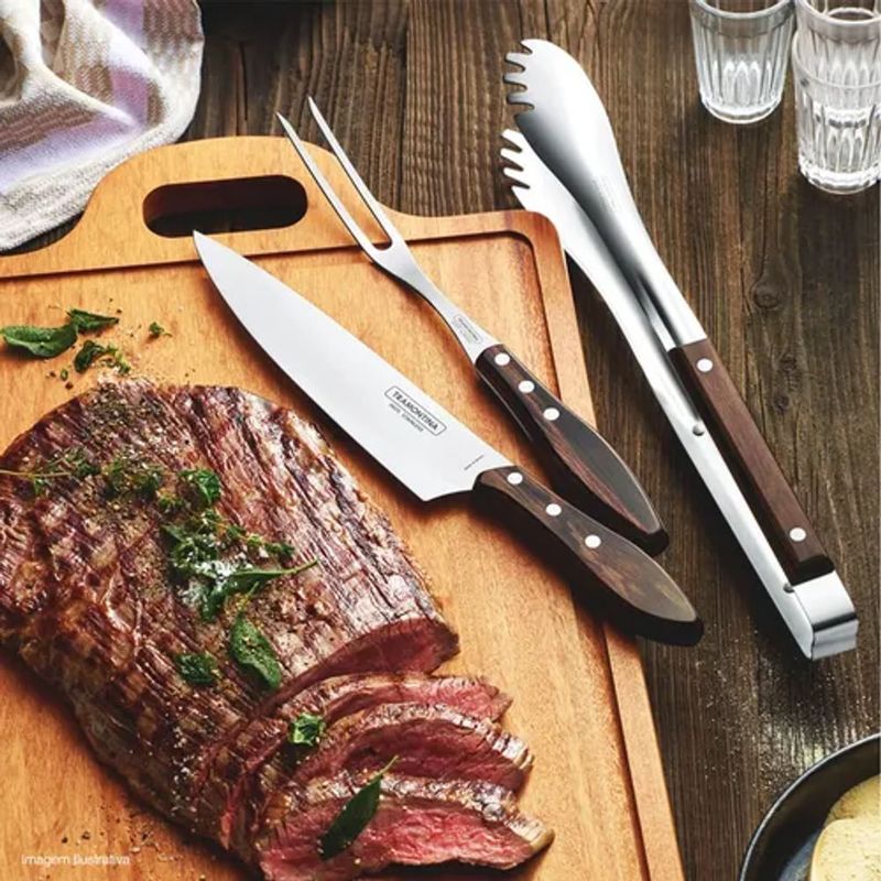 Pegador Churrasco Tramontina 40cm Inox Cb Castanho 1