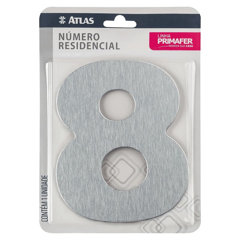 N mero Residencial 8  Atlas  Acabamento A o Escovado - PR3001 0