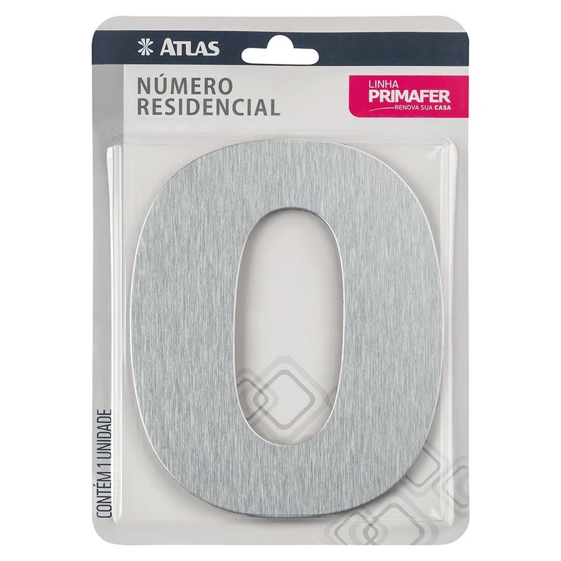 N mero Residencial 0  Atlas  Acabamento A o Escovado - PR3001 0