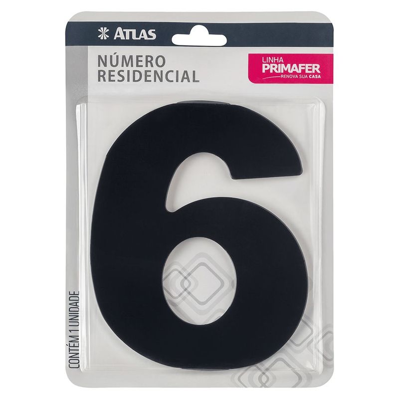 N mero Residencial 6  Atlas  Acabamento Preto - PR3000 0