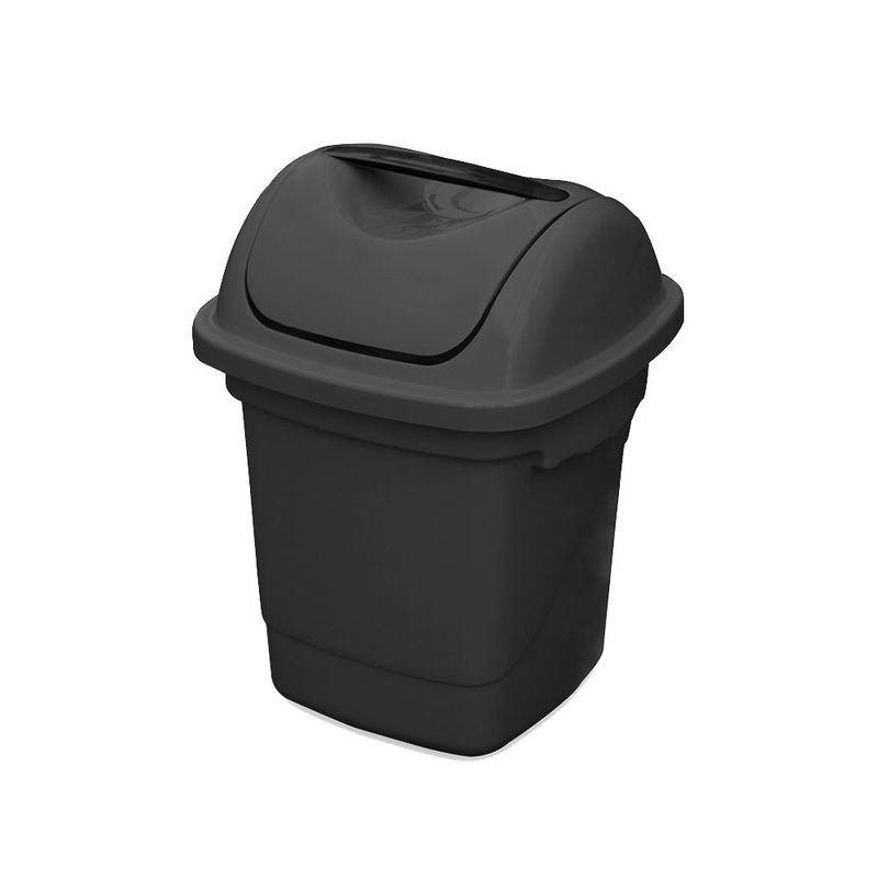 Lixeira Basculante Plasvale 10 Litros  em Polipropileno  com Tampa  Preta - 1241 89900 0