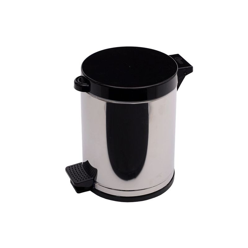 Lixeira Viel 4 5 Litros  Polipropileno  com Tampa e Pedal  Inox   Preta- 3507 0