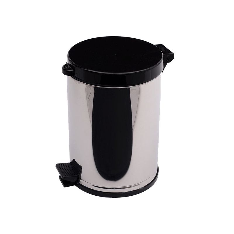 Lixeira Viel 10 5 Litros  Polipropileno  com Tampa e Pedal  Inox   Preta- 3565 0