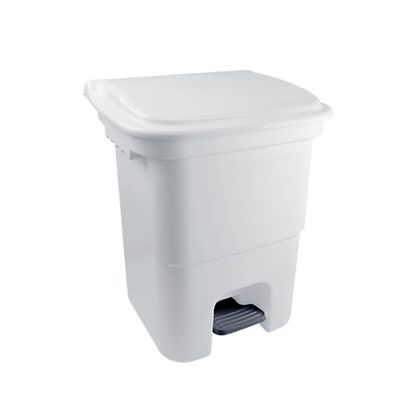 Lixeira Plasvale 15 Litros  em Polipropileno  com Tampa e Pedal  Branca - 1291 8300 0