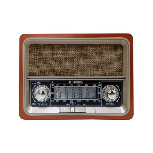 Rádio Portátil F-Sound Solar Retrô AM/FM USB SD BT Marrom