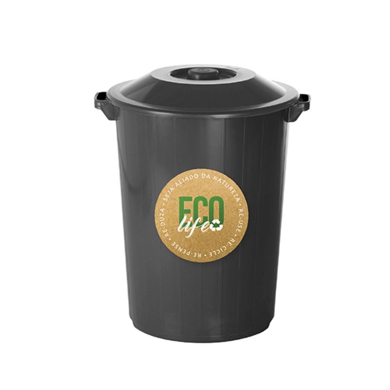 Lixeira Plasvale Recycle 35L PP Preta C  Tampa 0