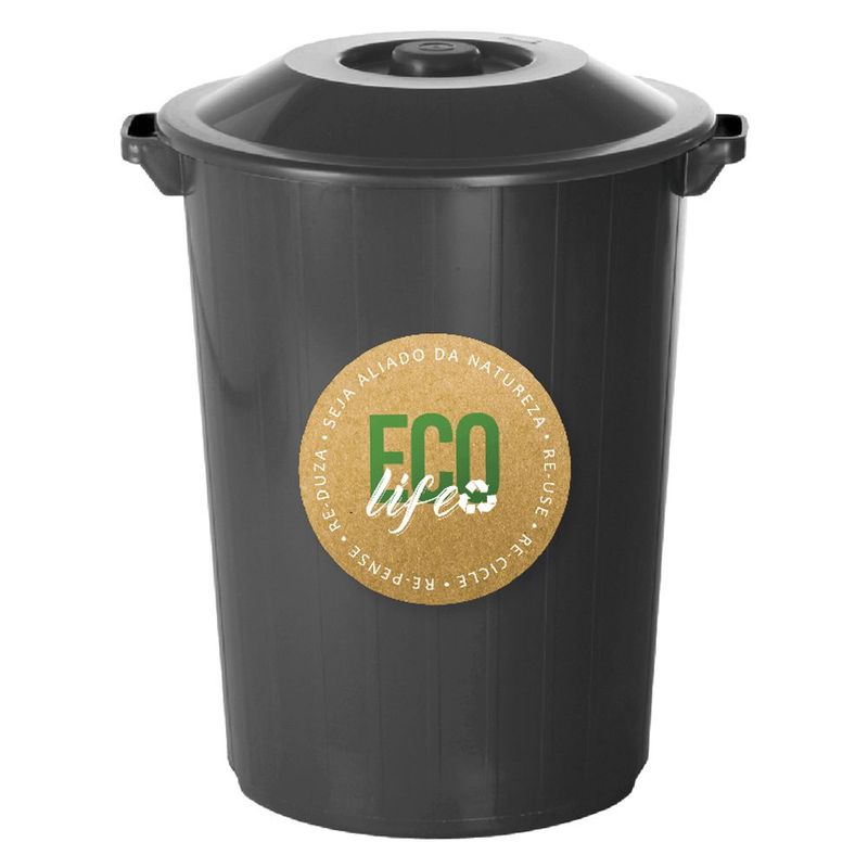 Lixeira Plasvale Recycle 62L PP Preta C  Tampa 0
