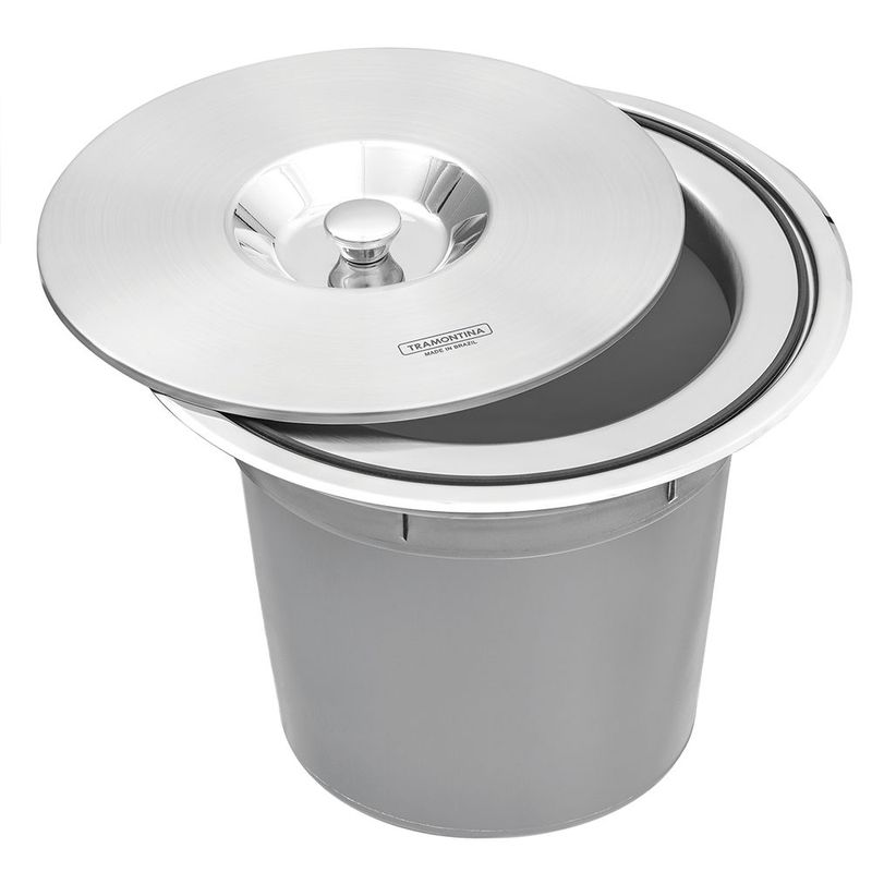 Lixeira Tramontina Clean Round 94518 000 8L Inox 0