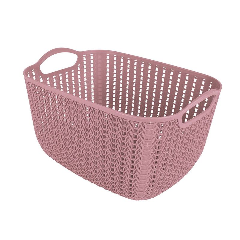 Cesto Mor Tran ado Retangular Alto M dio 6L Rosa 0