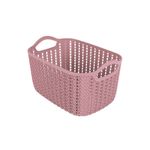 Cesto Mor Tran ado Retangular Alto Pequeno 3L Rosa 0